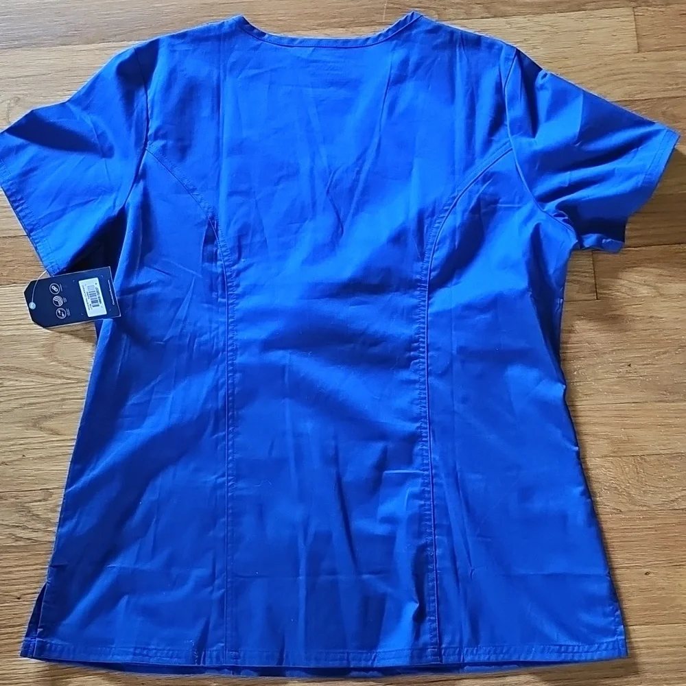 Cherokee Galaxy Blue Short Sleeve VNeck Medical Scrub Top Women's Size Large NWT - Picture 5 of 15